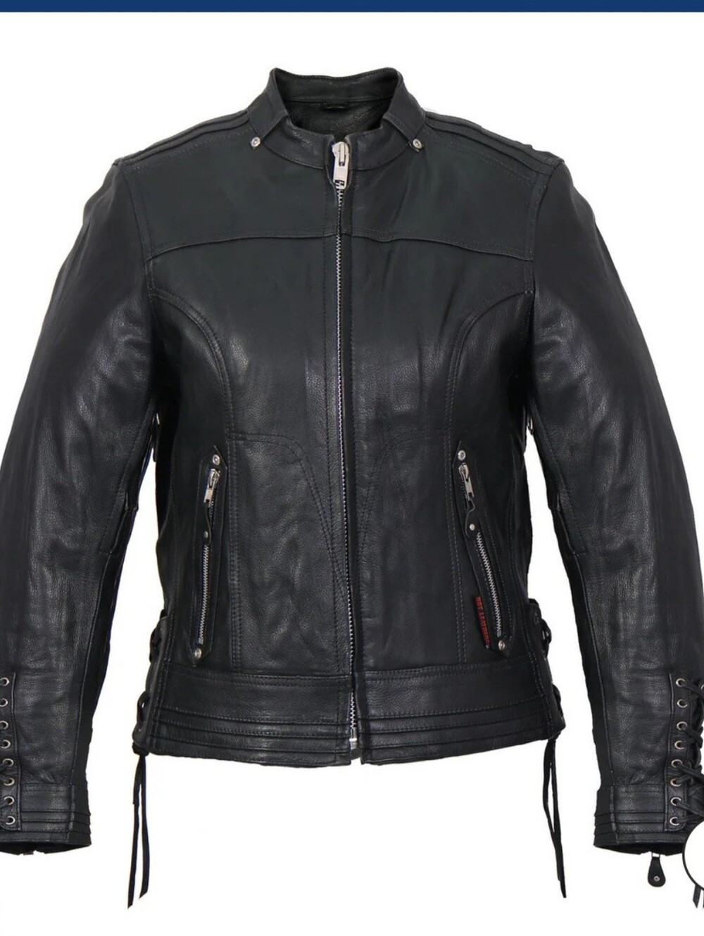 NWT!! HOT LEATHERS Womens Lace Up Sleeve Leather Motorcycle Jacket. Size L
